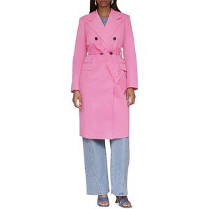 Avec Les Filles Womens  Double-Breasted Duster Coat, Pink